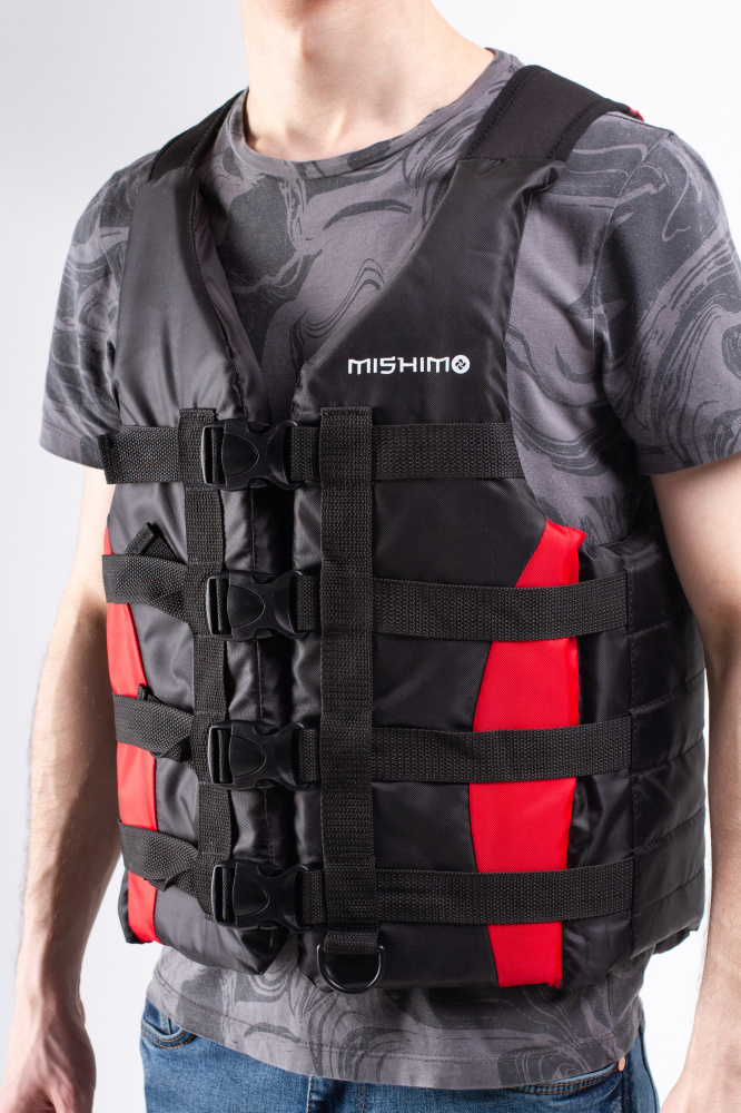Жилет спасательный MISHIMO PRO Премиум качества Черно-красный в Таганроге