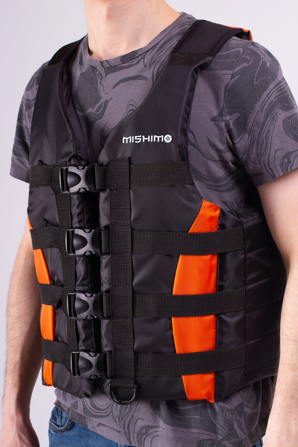 Жилет спасательный MISHIMO PRO Премиум качества Черно-оранжевый в Таганроге